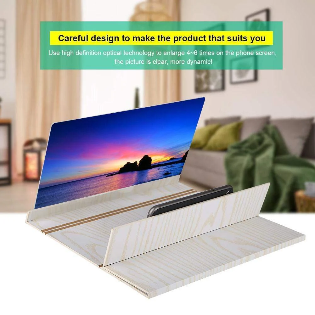 Crony 12 Inch Screen Magnifier Smartphone Magnifying Glass, Cell Phone 3D HD Movie Video Projector Amplifier with Foldable Holder Stand - Image 3