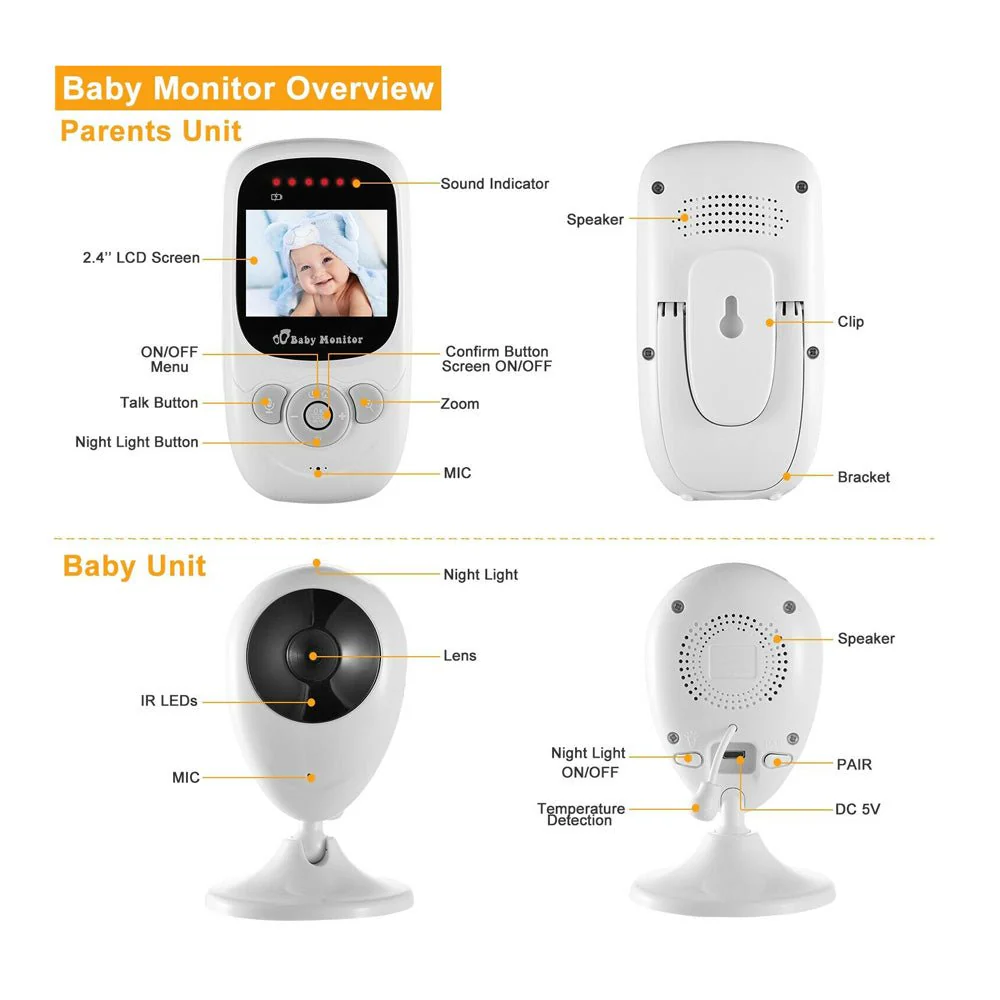 CRONY 2.4inch TFT LCD Baby Monitor Wireless Video Baby Monitor Camera - Image 8