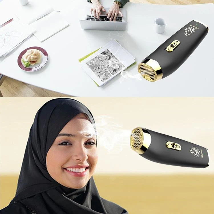 B11 upright hand-held Bukhoor  Aromatherapy Portable Arabic Electric Bakhoor Incense Burner | White+Golden - Image 5