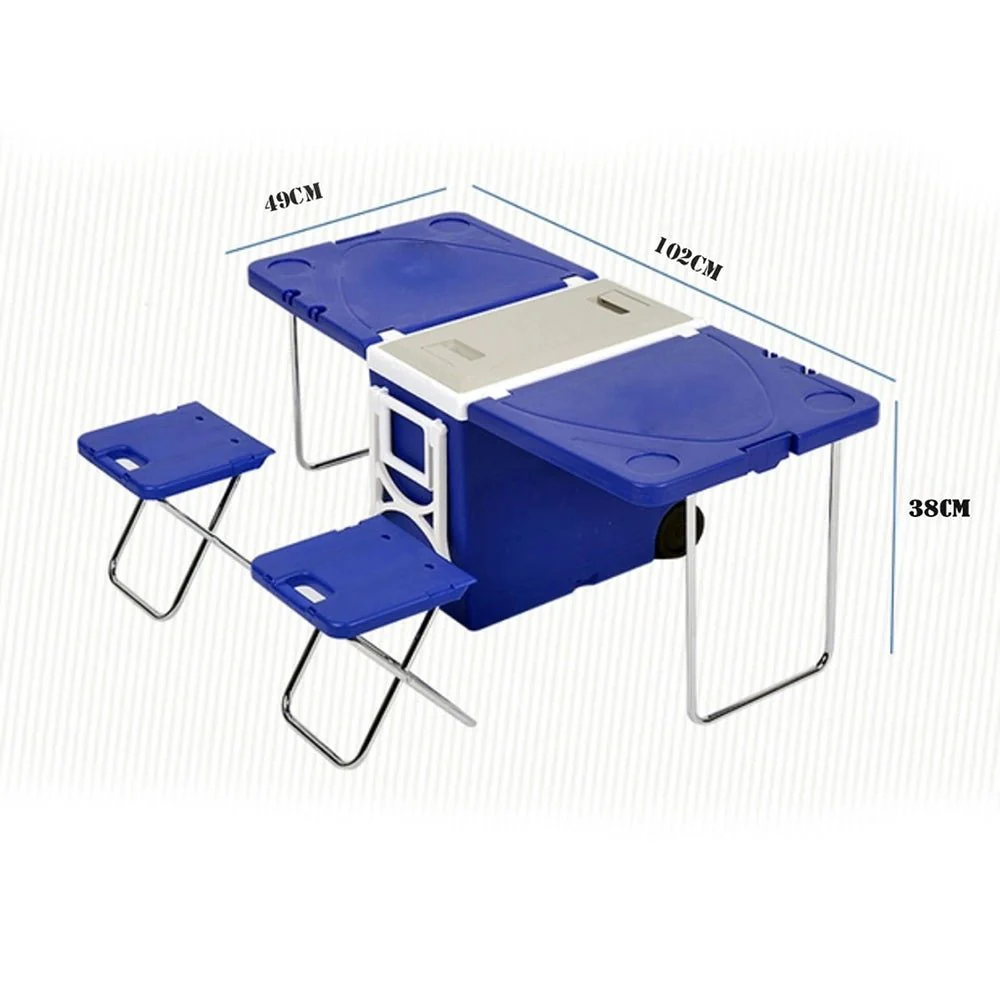 28L Two-Chair Plastic Incubator With Desk And Chair Picnic Table with food incubator storage Blue - Image 3