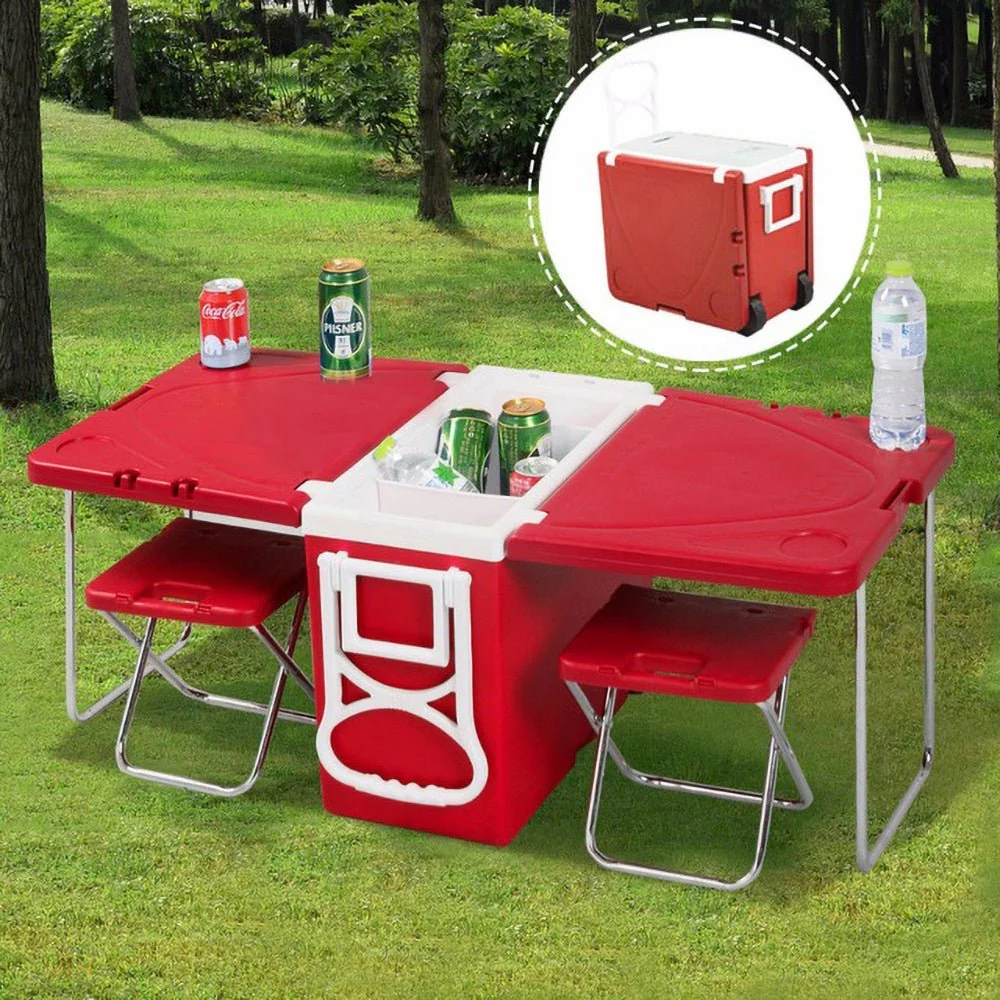 28L Two-Chair Plastic Incubator With Desk And Chair Picnic Table with food incubator storage Blue - Image 4