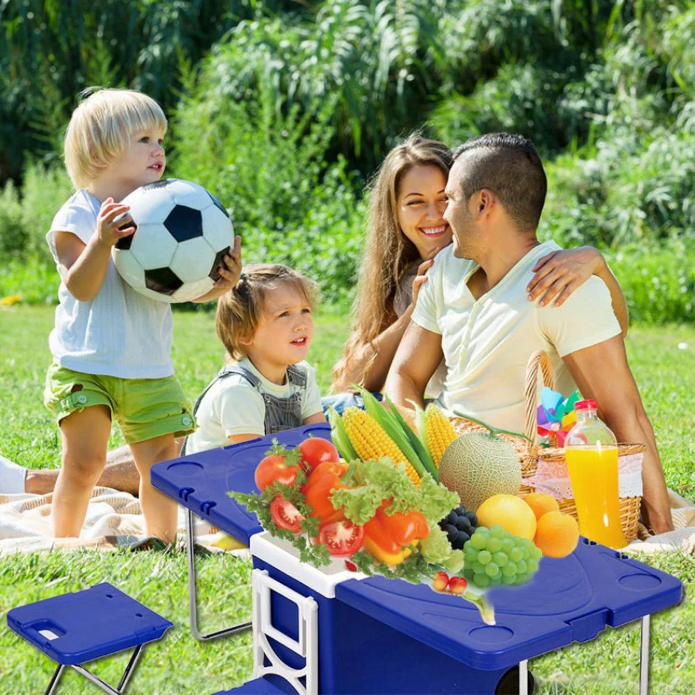 28L Two-Chair Plastic Incubator With Desk And Chair Picnic Table with food incubator storage Blue - Image 7