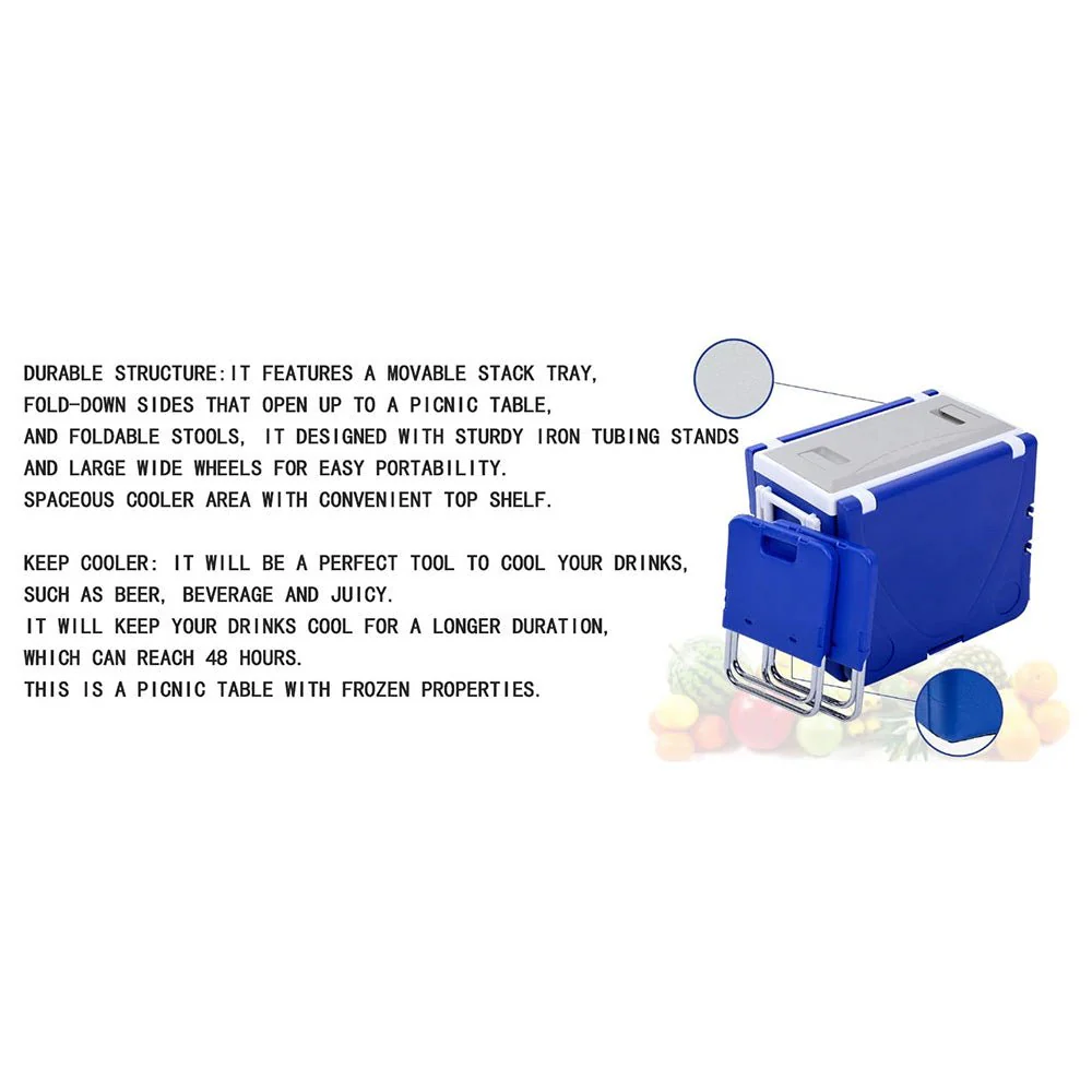 28L Two-Chair Plastic Incubator With Desk And Chair Picnic Table with food incubator storage Blue - Image 8