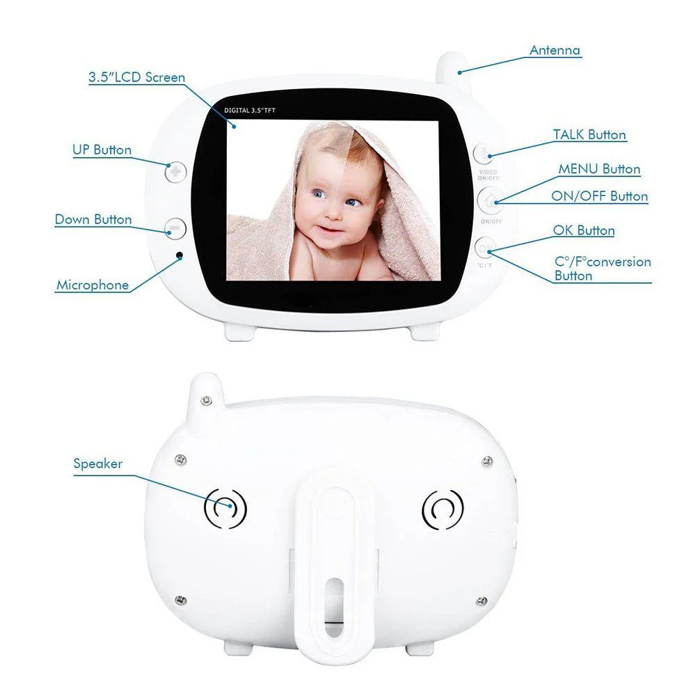 3.5inch TFT LCD Baby Monitor Wireless TFT LCD Video with Night Vision - Image 9