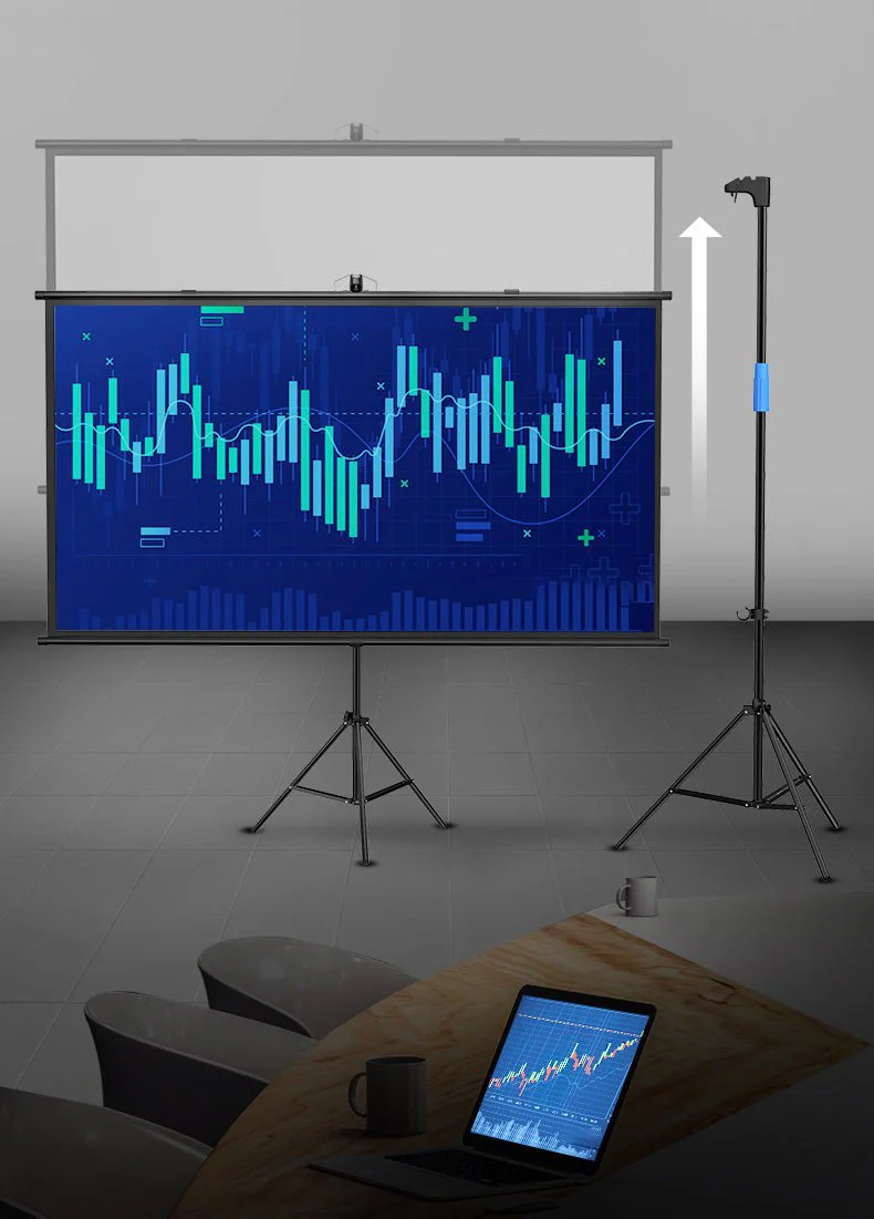 CRONY 72“projector screen with stand Portable Foldable Projection Movie Screen Fabric - Image 8