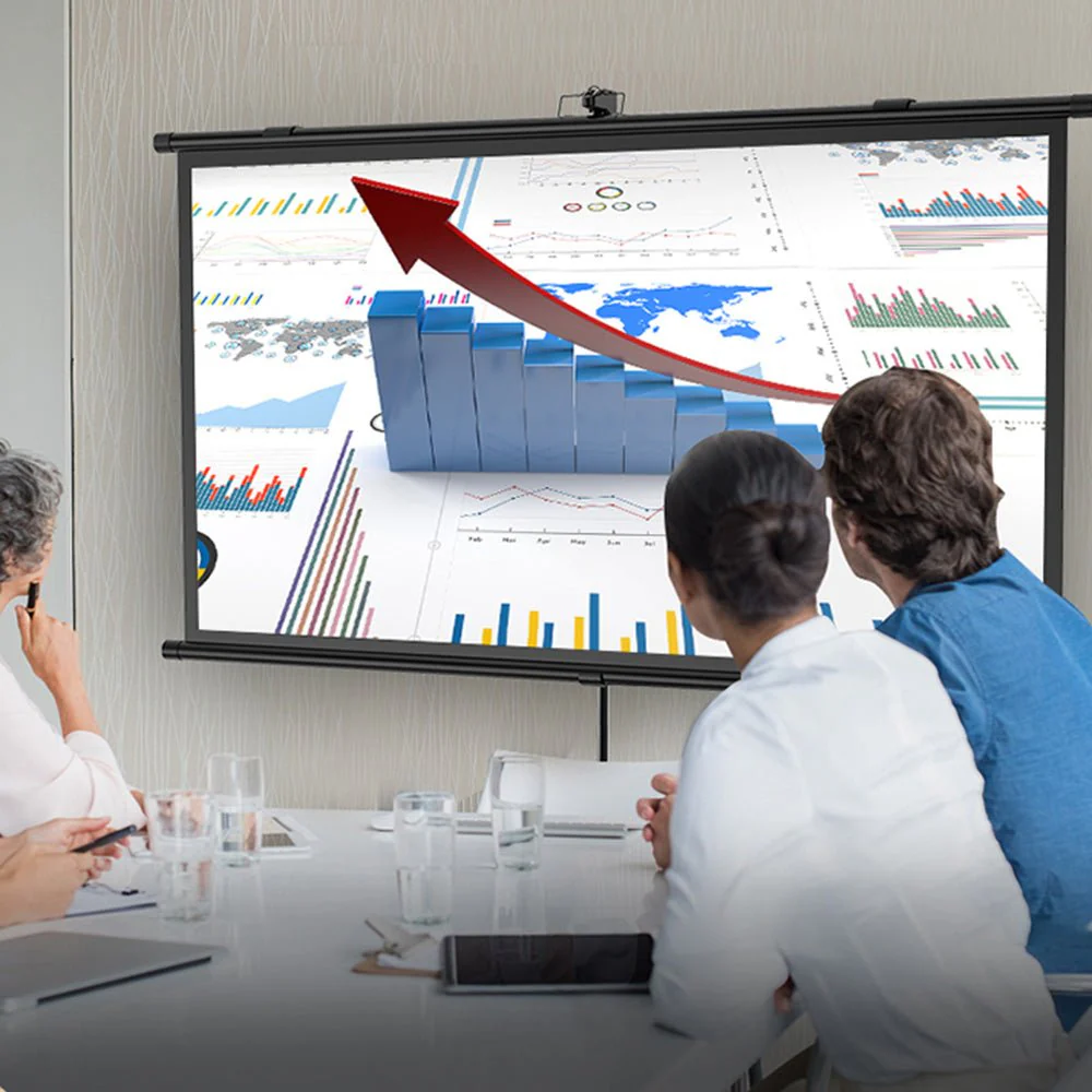 CRONY 72“projector screen with stand Portable Foldable Projection Movie Screen Fabric - Image 9