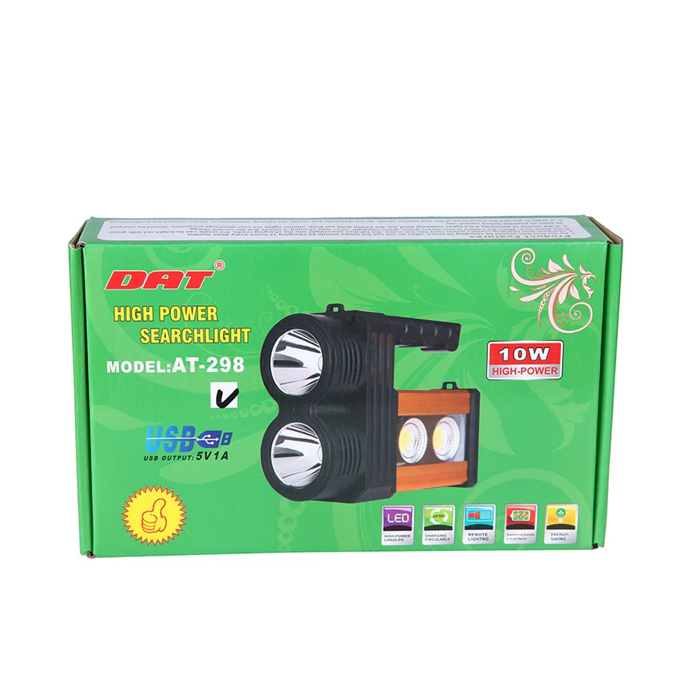 AT-298 solar power system Torcia Lampada A Led Ricaricabile Emergenza 10w 200 Metri Usb Luce Gialla Bianca - Image 5