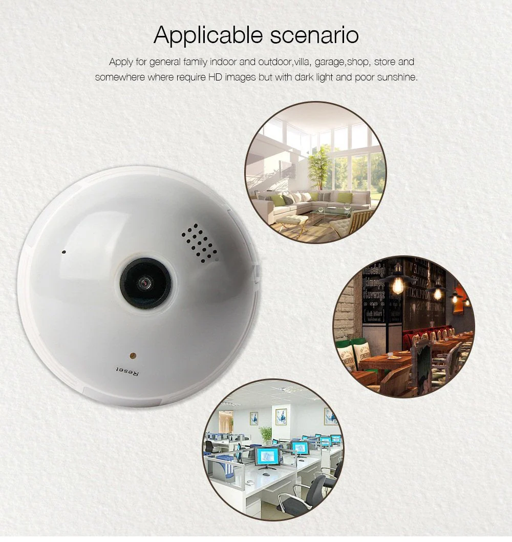 CRONY B13-I-V2 Wi-Fi Globe Panoramic 960p Wireless Panoramic Ip 3d Vr Camera Wifi Bulb Light Fisheye Surveillance - Image 4