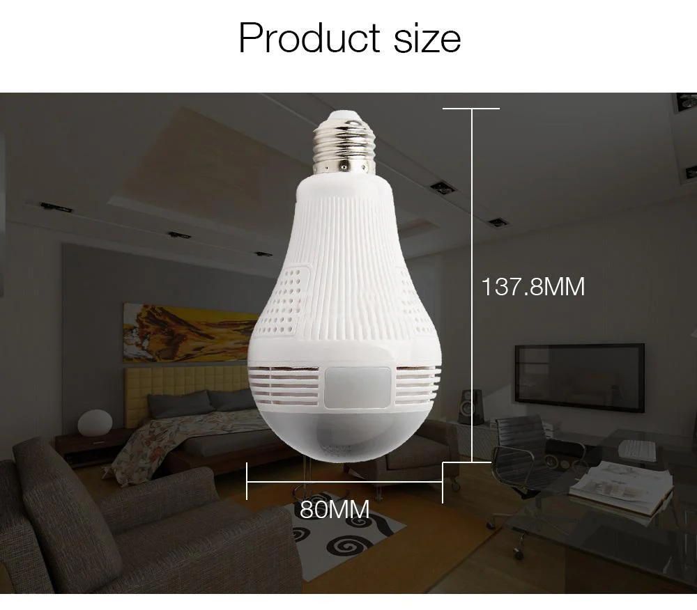 CRONY B13-I-V2 Wi-Fi Globe Panoramic 960p Wireless Panoramic Ip 3d Vr Camera Wifi Bulb Light Fisheye Surveillance - Image 5