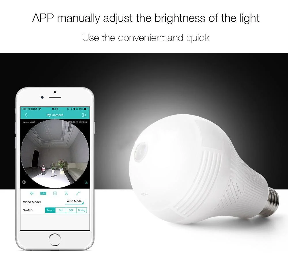 CRONY B13-I-V2 Wi-Fi Globe Panoramic 960p Wireless Panoramic Ip 3d Vr Camera Wifi Bulb Light Fisheye Surveillance - Image 9
