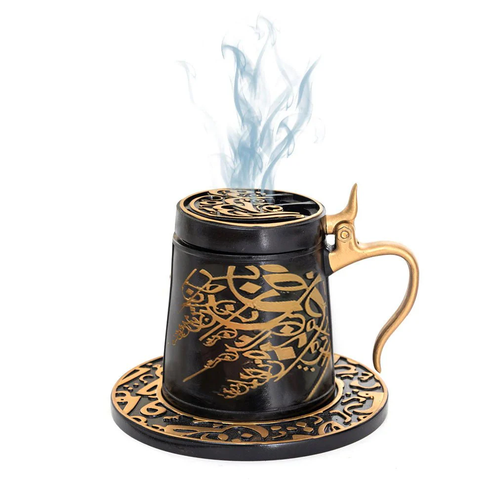 Bakhoor Big teacup Bukhoor Dukhoon Portable Incense Burner-Black