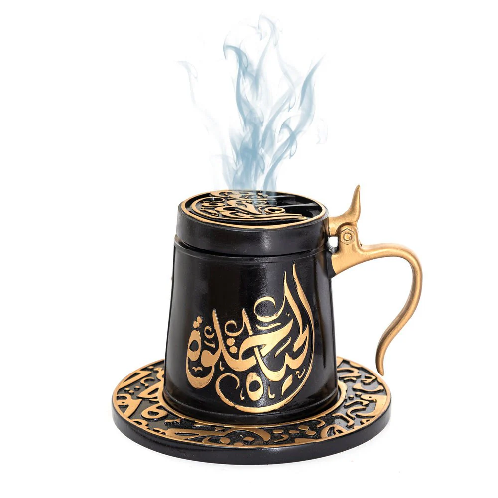 Bakhoor Big teacup Bukhoor Dukhoon Portable Incense Burner-Black - Image 2