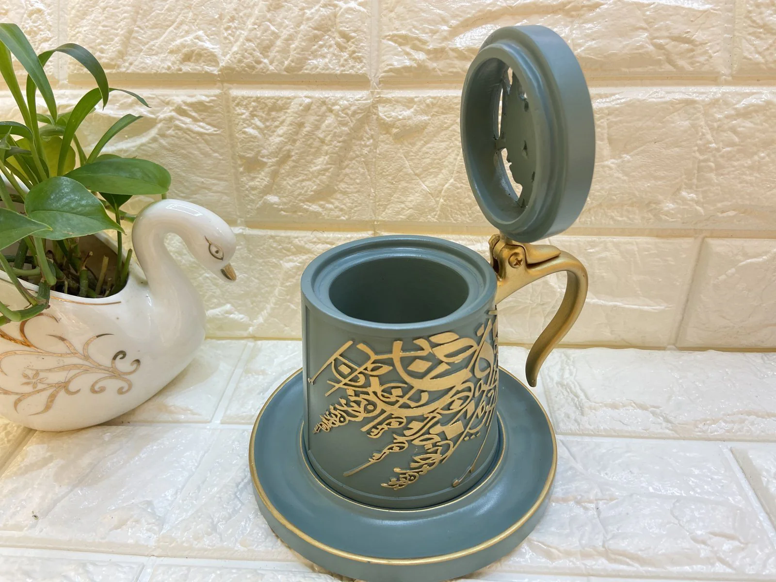 Bakhoor Big teacup Bukhoor Dukhoon Portable Incense Burner-Black - Image 7