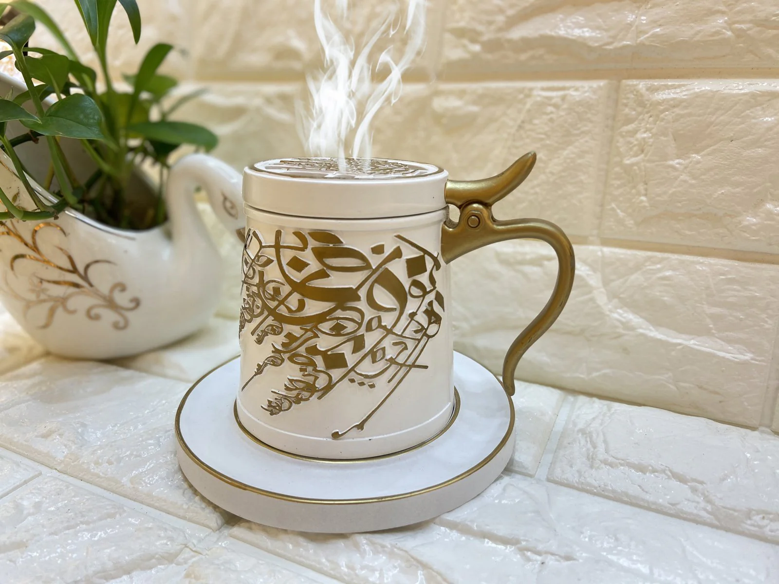 Bakhoor Big teacup Bukhoor Dukhoon Portable Incense Burner-Black - Image 8