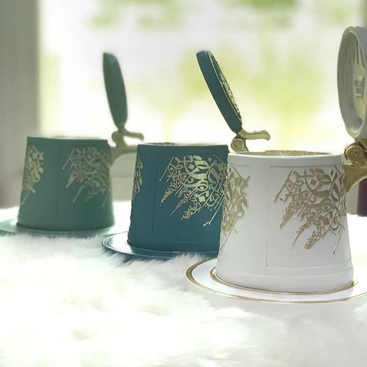 Bakhoor Big teacup Bukhoor Dukhoon Portable Incense Burner-green - Image 3