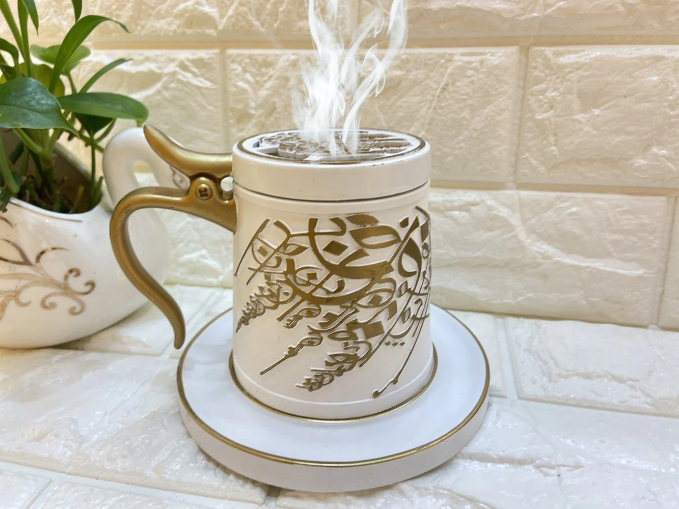 Bakhoor Big teacup Bukhoor Dukhoon Portable Incense Burner-green - Image 8