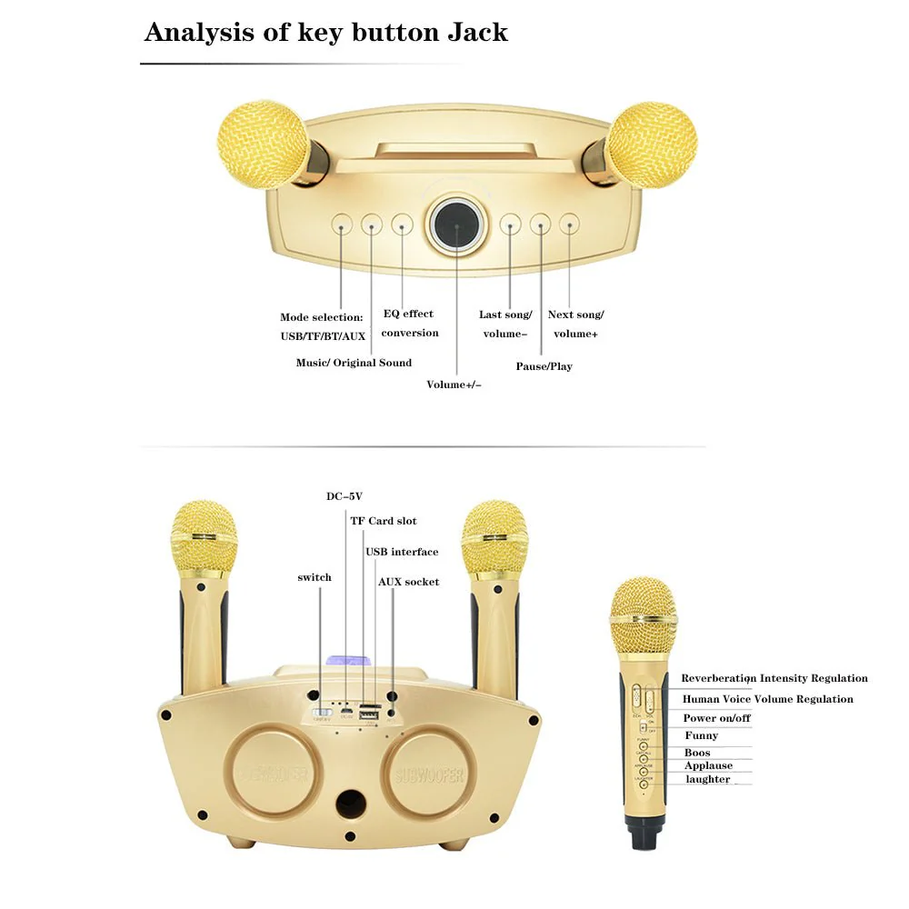 SD306 BT Speaker | Strange Designs Give 2 Microphones- Gold - Image 9