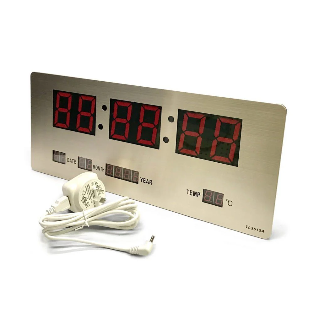 CRONY TL-3515A clock Checkmate Bishop Mains Led Calendar Temp Wall Or Desk Clock, 36cm - Image 6