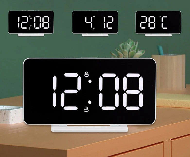 CRONY 0S-002 LED Clock Digital Clock Student Makeup Mirror Smart Electronic Bedside Alarm Clock Watch Calendar - Image 3