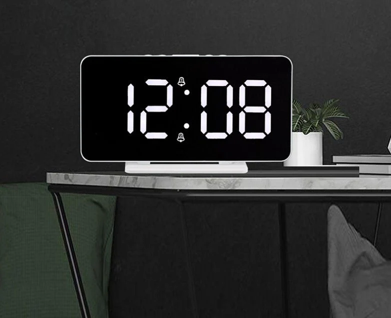 CRONY 0S-002 LED Clock Digital Clock Student Makeup Mirror Smart Electronic Bedside Alarm Clock Watch Calendar - Image 5