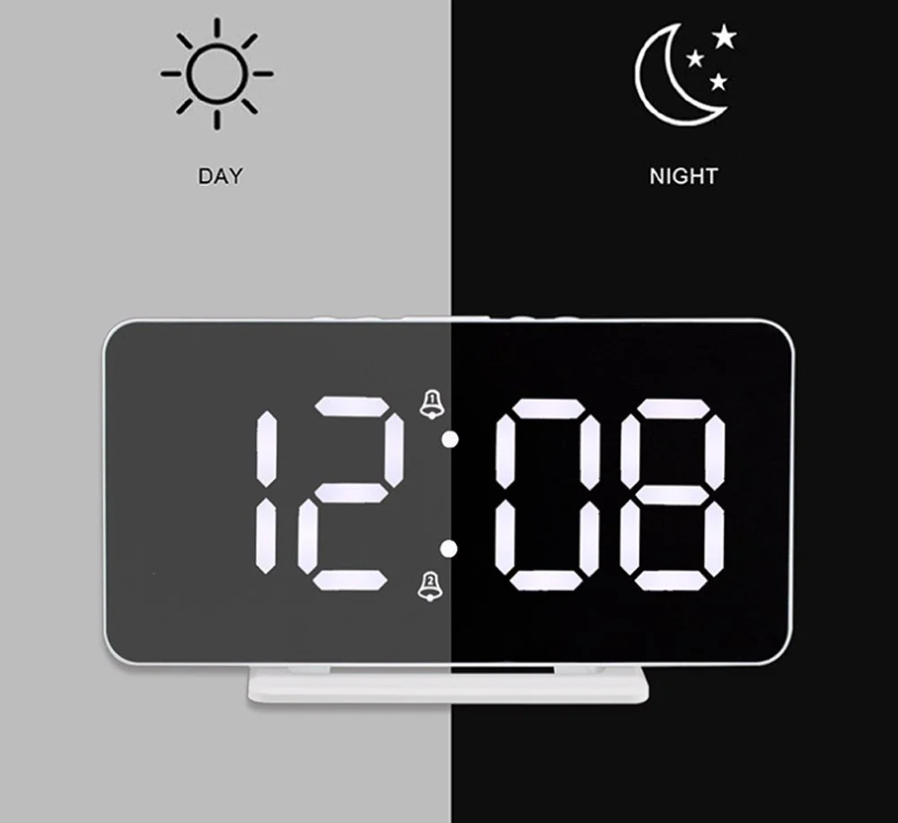 CRONY 0S-002 LED Clock Digital Clock Student Makeup Mirror Smart Electronic Bedside Alarm Clock Watch Calendar - Image 6