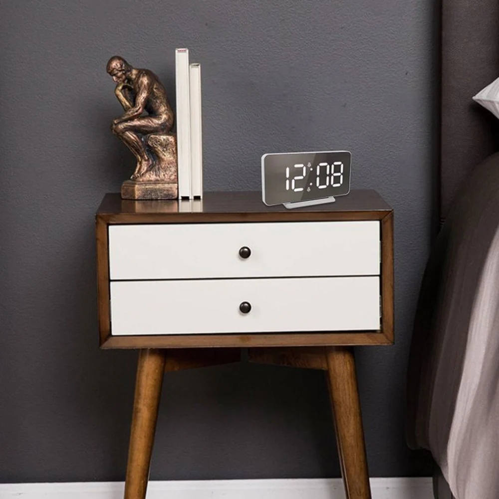 CRONY 0S-002 LED Clock Digital Clock Student Makeup Mirror Smart Electronic Bedside Alarm Clock Watch Calendar - Image 9
