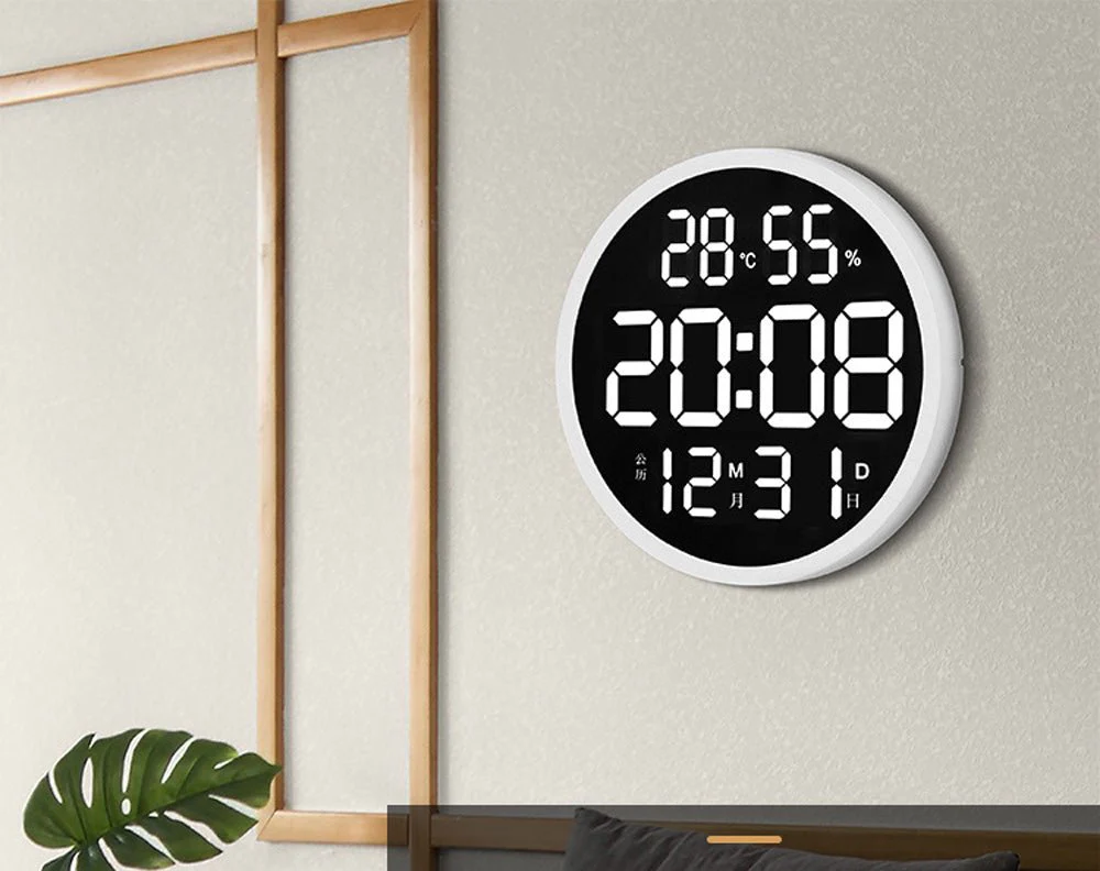 CRONY 6620 Wall clock 12 Inch LED Large Number Digital Wall Clock Temperature And Humidity Electronic Clock - Image 10