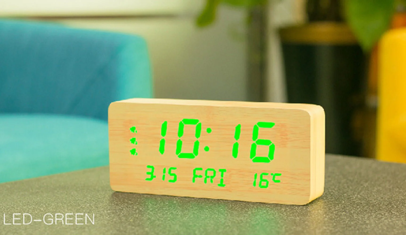CRONY 1501 LED Perpetual Calendar Week Wooden Alarm Clock Thermometer Weekday Alarm Clock - Image 5