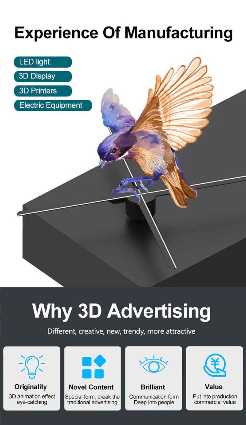 CRONY 3D Hologram Advertising 65cm Fan Screen with Stitching WiFi APP Control 3D holographic Fan 3D Advertising LED display Can be combined - Image 3
