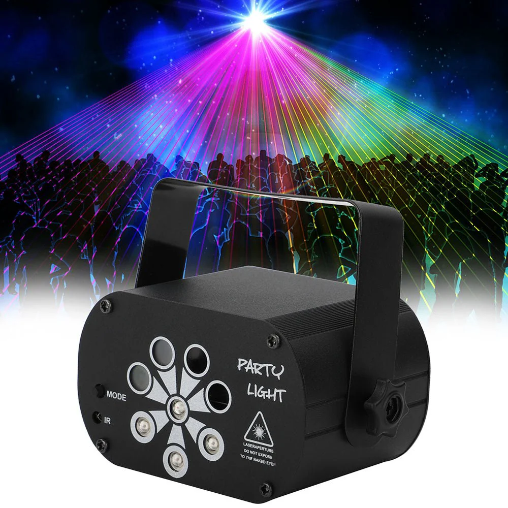 CRONY 8 holes red/green laser with RGB +UV LED light LED Stage Effect Lighting with Remote Controller - Image 3