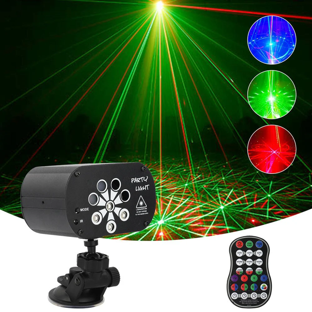 CRONY 8 holes red/green laser with RGB +UV LED light LED Stage Effect Lighting with Remote Controller - Image 4