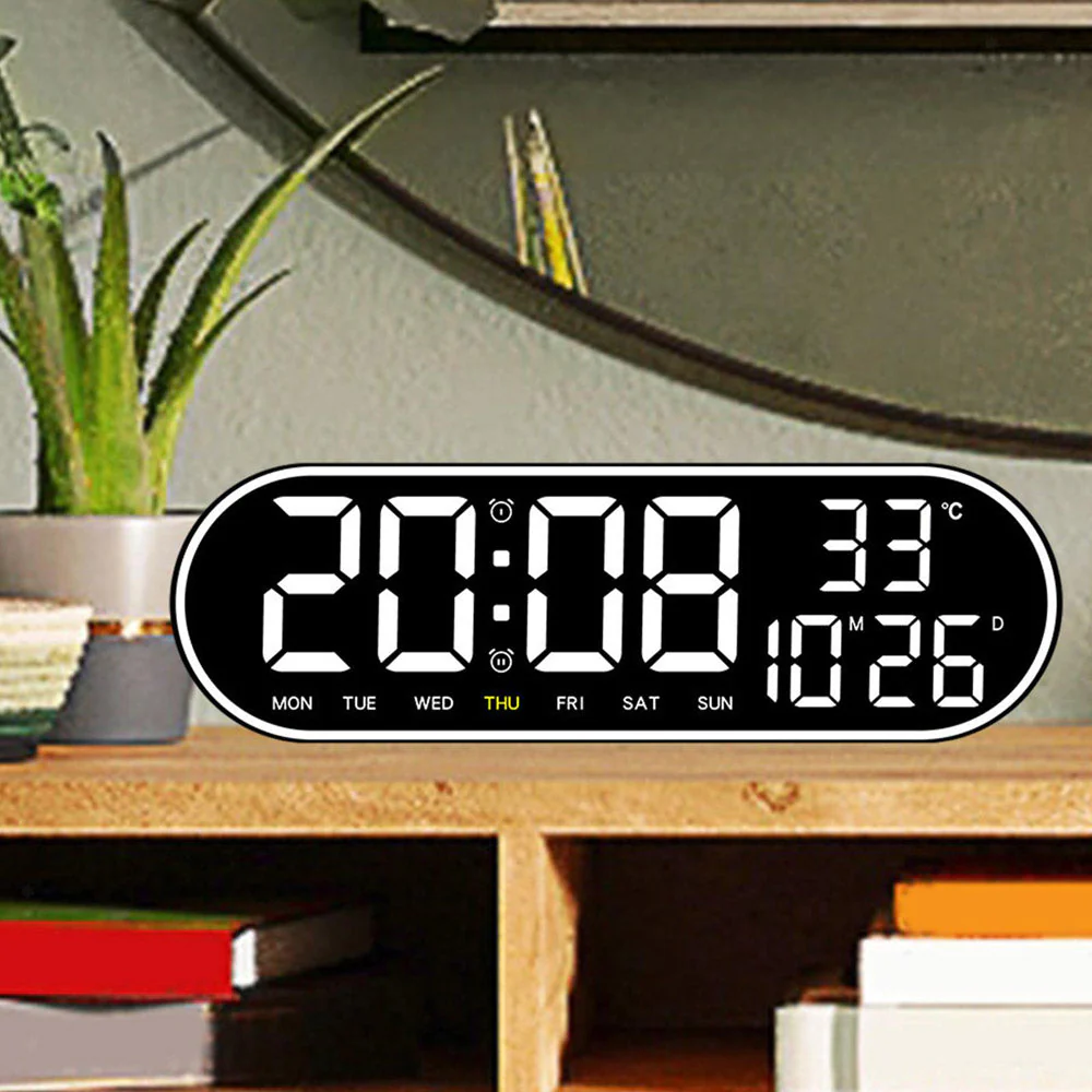 CRONY 8021 Clock Digital Wall Clock Alarm Clock Wall Mounted Adjustable Temperature Digital Clock Remote Control for Home - Image 2