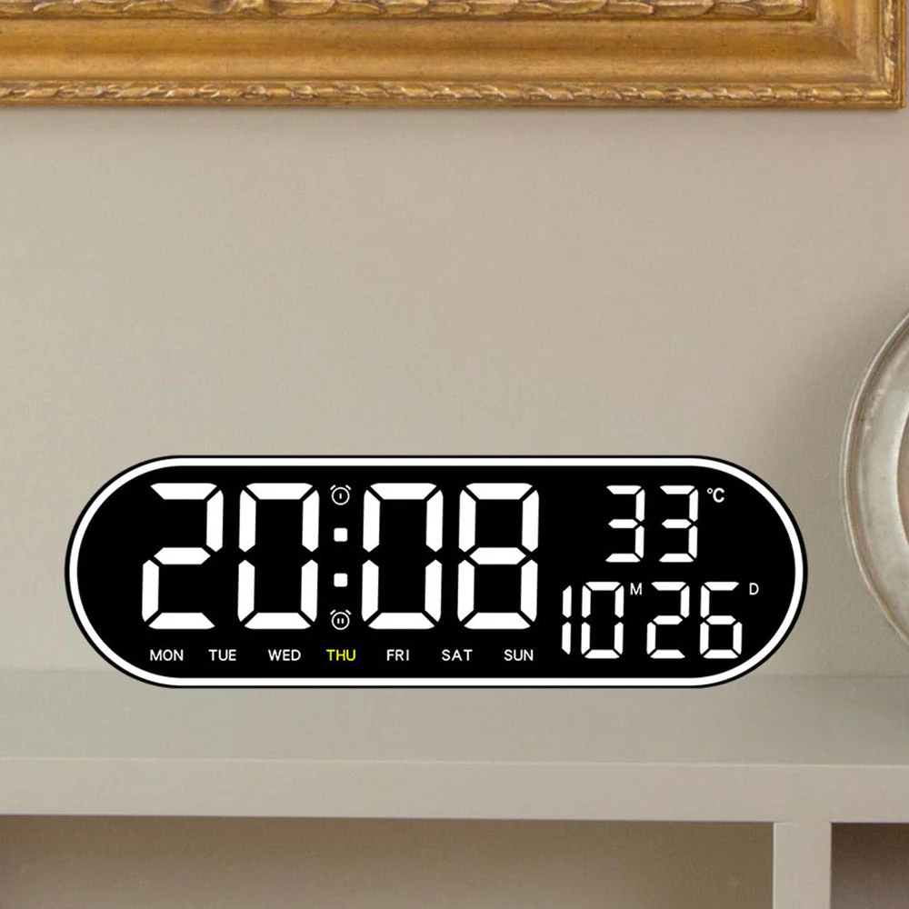 CRONY 8021 Clock Digital Wall Clock Alarm Clock Wall Mounted Adjustable Temperature Digital Clock Remote Control for Home - Image 3