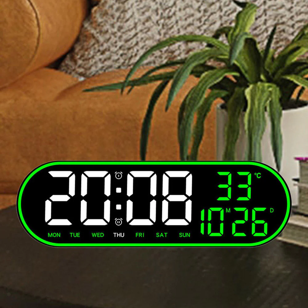 CRONY 8021 Clock Digital Wall Clock Alarm Clock Wall Mounted Adjustable Temperature Digital Clock Remote Control for Home - Image 5