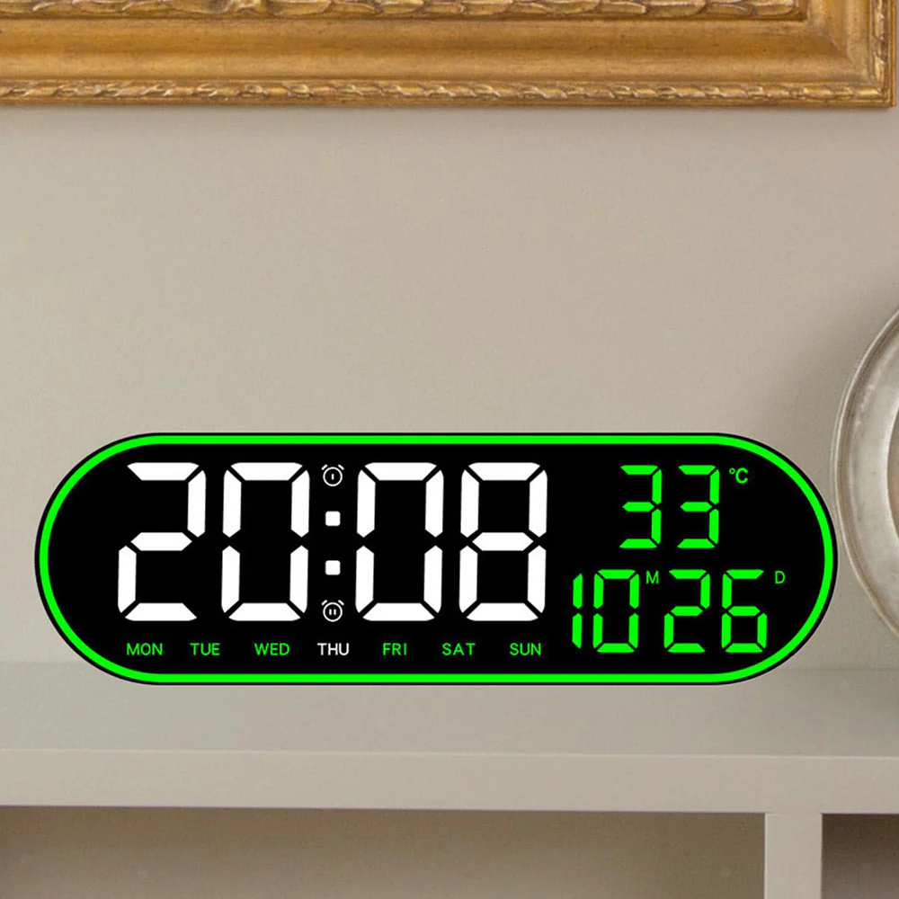 CRONY 8021 Clock Digital Wall Clock Alarm Clock Wall Mounted Adjustable Temperature Digital Clock Remote Control for Home - Image 6