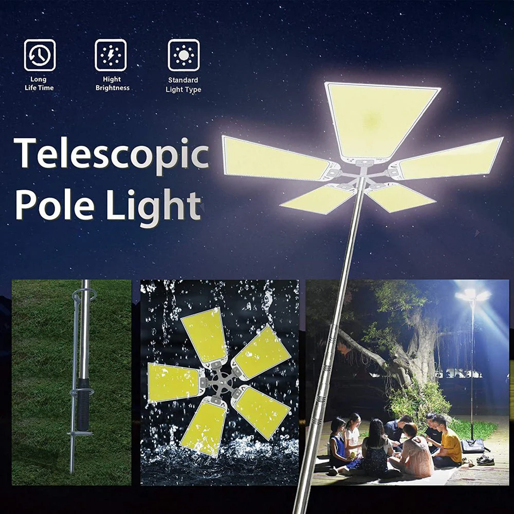 CRONY 5LED Fishing Light 360°Light Outdoor Telescopic Camping Rod Floodlight COB Lamp with Fishing Rod Perfect - Image 3