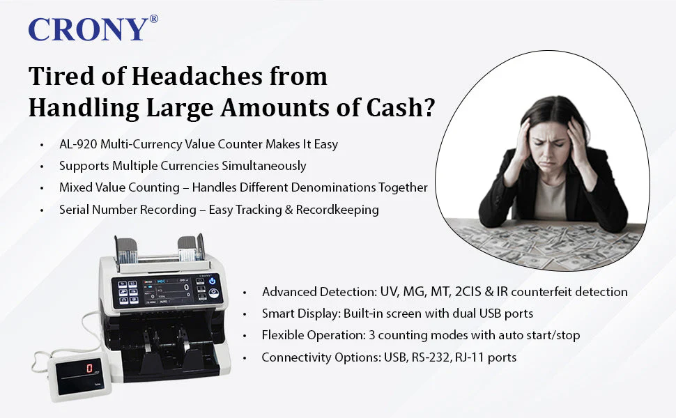 CRONY Banknote Verifiers AL-920 high quality Dual Multi-Currency Value Counter machine Money Counter - Image 11