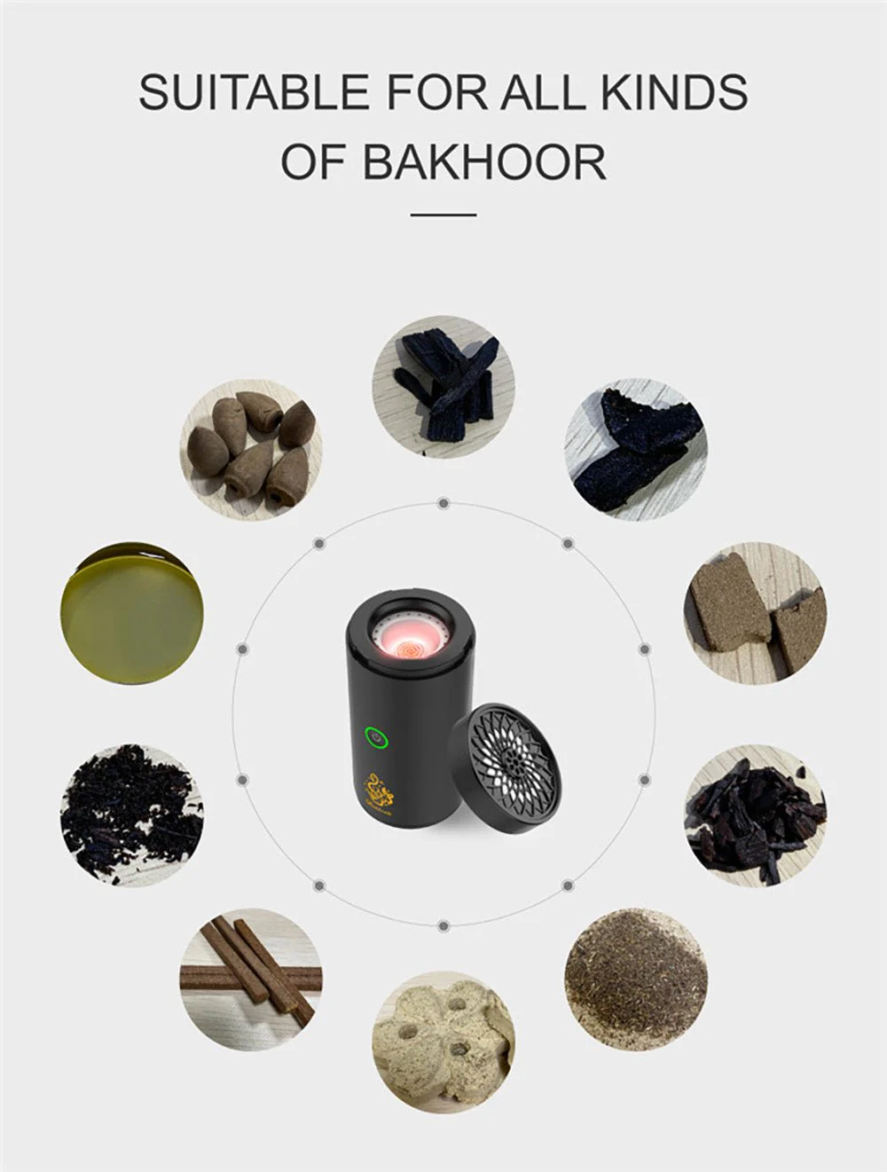 Crony B50 Car Bukhoor USB Type-C Power Bakhoor Rechargeable | Dark green - Image 6