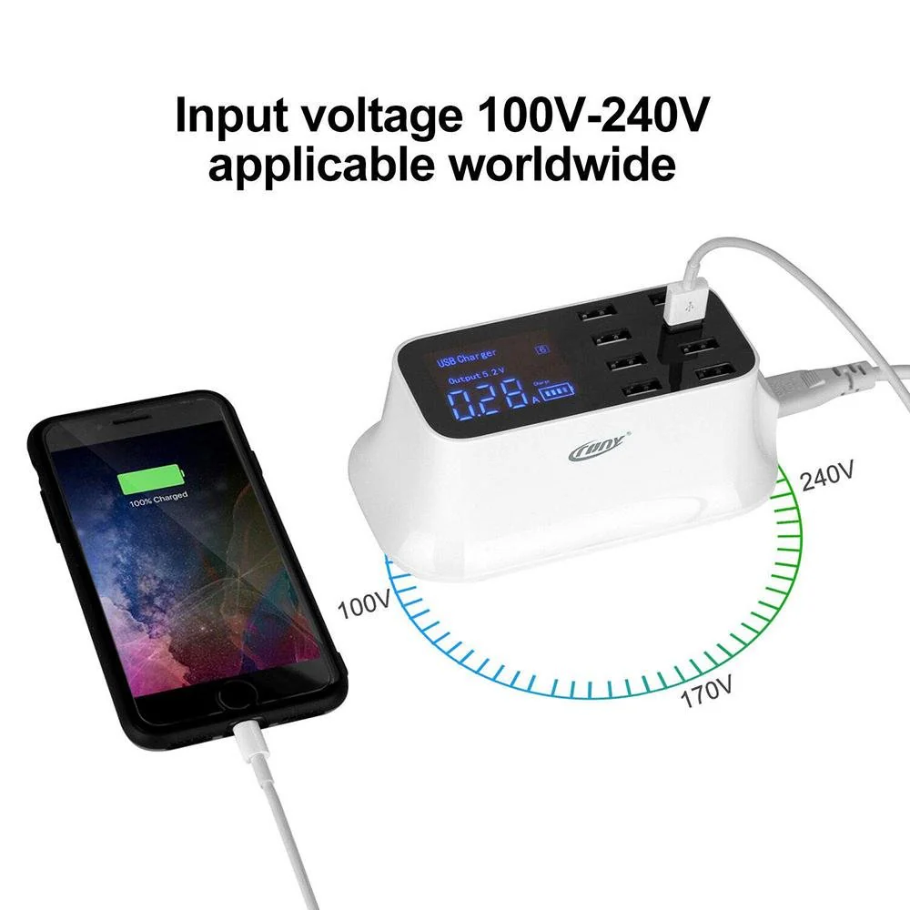 CRONY YC-CDA19 8-Port USB Charger Adapter Desktop Wall Charger Smart LED Display - Image 2