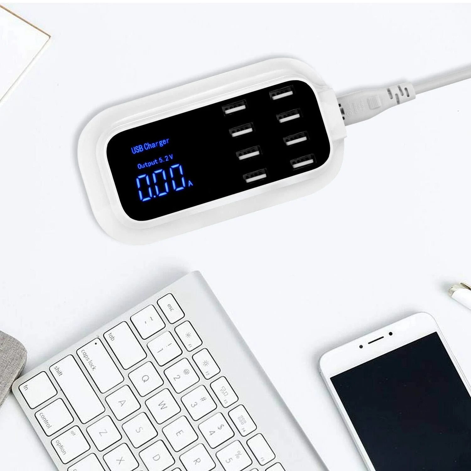 CRONY YC-CDA19 8-Port USB Charger Adapter Desktop Wall Charger Smart LED Display - Image 4