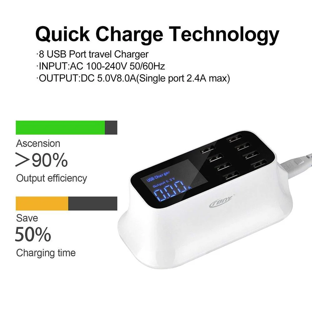 CRONY YC-CDA19 8-Port USB Charger Adapter Desktop Wall Charger Smart LED Display - Image 8