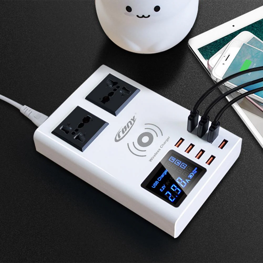 CRONY YC-CDA10W socket 8USB Wireless charging With Display Support wireless high speed charging - Image 2