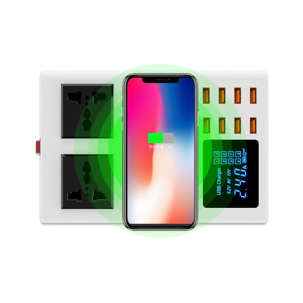 CRONY YC-CDA10W socket 8USB Wireless charging With Display Support wireless high speed charging - Image 4