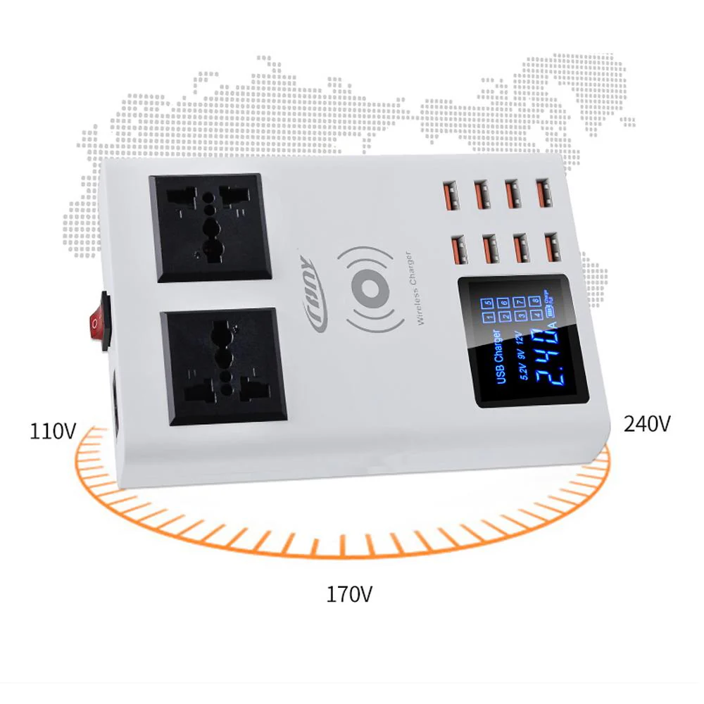 CRONY YC-CDA10W socket 8USB Wireless charging With Display Support wireless high speed charging - Image 7