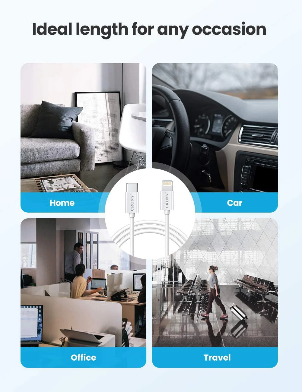 CRONY CR-001 Support Quick Charge&Data C-Lighting Cable 3A - Image 6
