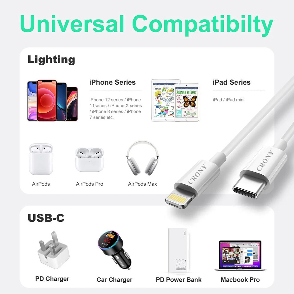 CRONY CR-001 Support Quick Charge&Data C-Lighting Cable 3A - Image 7