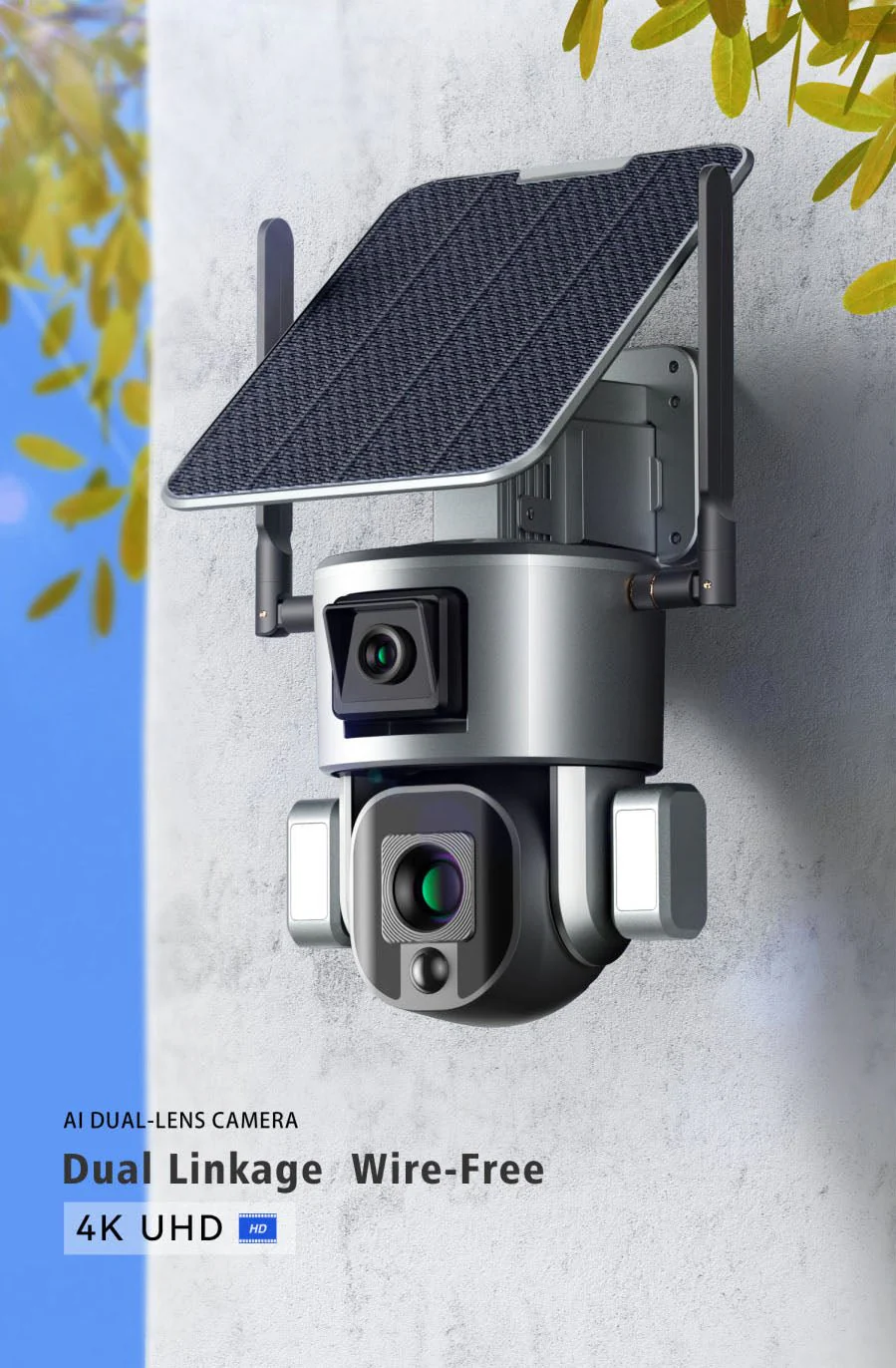 CRONY D5 4G-4K-8MP Solar Dual Linkage Battery PTZ Camera  8MP Wireless CCTV Camera Outdoor IP66 Waterproof Solar Dual Camera - Image 4