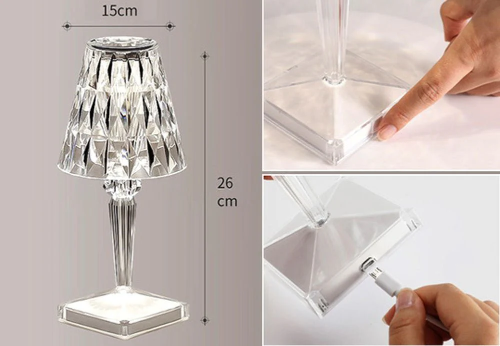 CRONY Diamond lamp 16 color RGB touch color + remote and recharge Crystal Diamond Table Lamp - Image 3