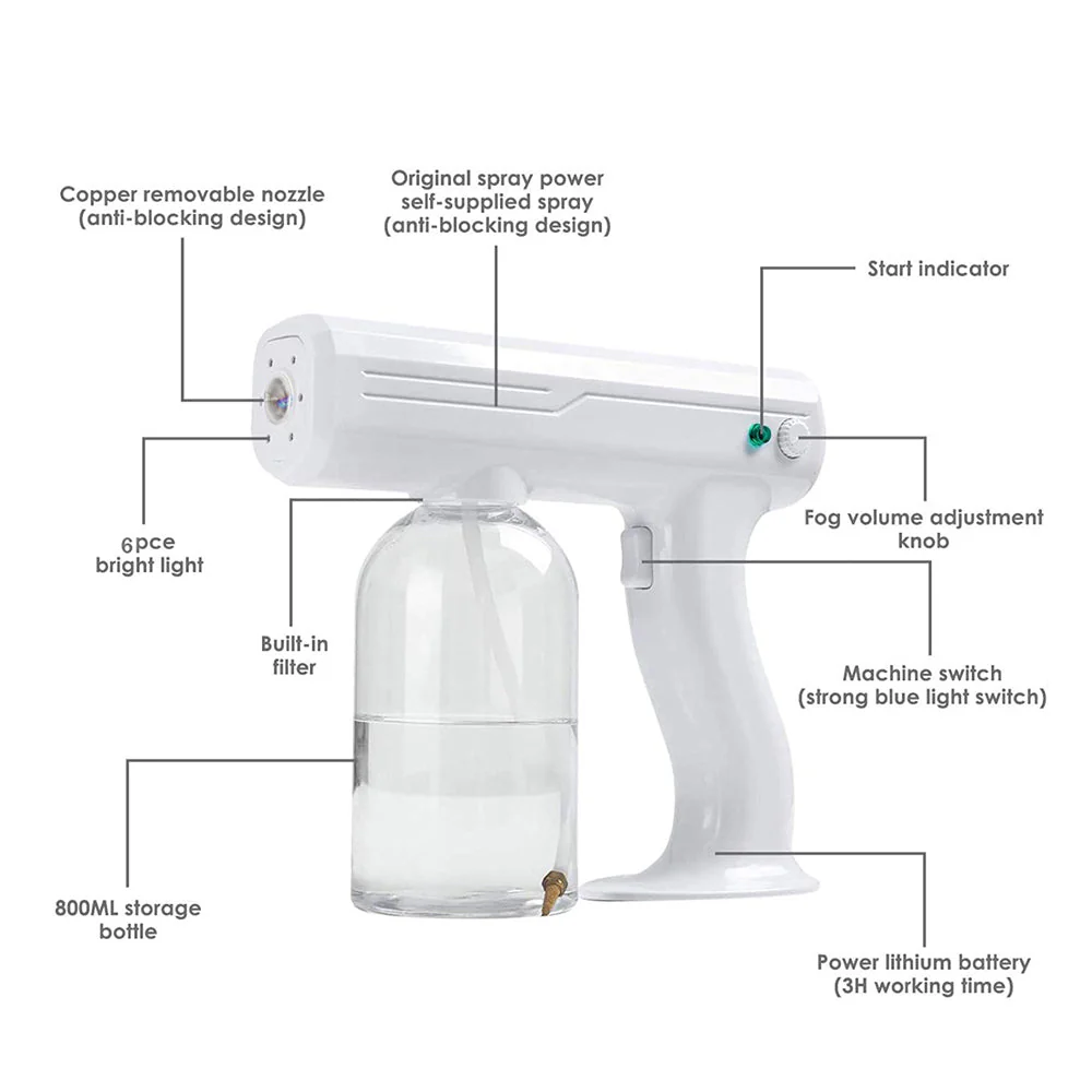 CRONY Electric disinfecting gun Disinfectant Steam ULV Gun Handheld Rechargeable Nano Atomizer - Image 5