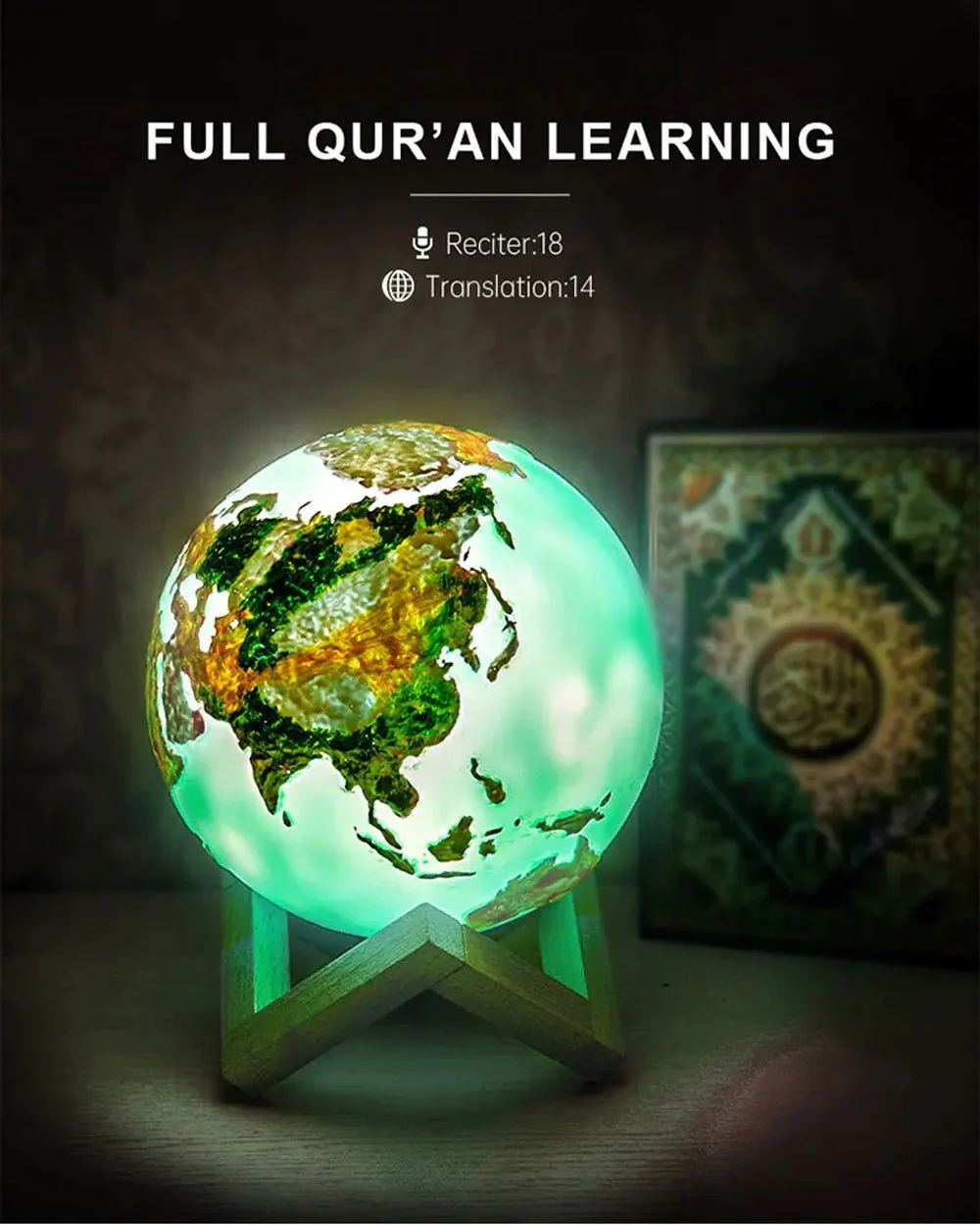 CRONY Equantu Sq-172 The New Fashion Earth Touch Lamp Portable Quran Bluetooth Speaker With App Control Light - Image 4